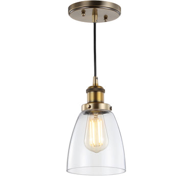 Cleo 5.5" Adjustable Metal/Glass LED Pendant - JONATHAN Y